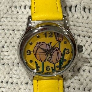 BWC Buttes Watch Company Yellow Tulip Watch with Yellow Leather Band